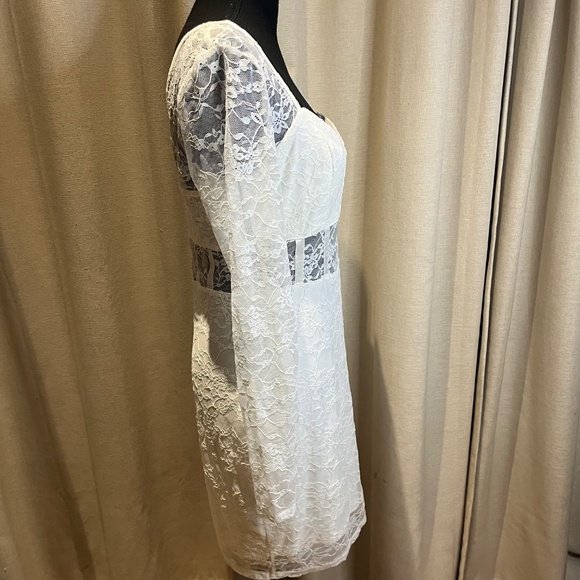 Guess White Lace Long Sleeve Bodycon Dress Size L - Picture 7 of 16
